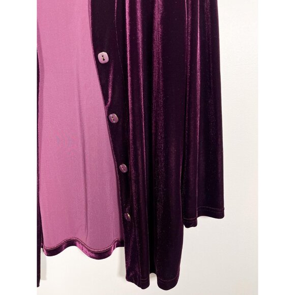 Vintage 80s / 90s velour mauve purple cardigan - Picture 4 of 5